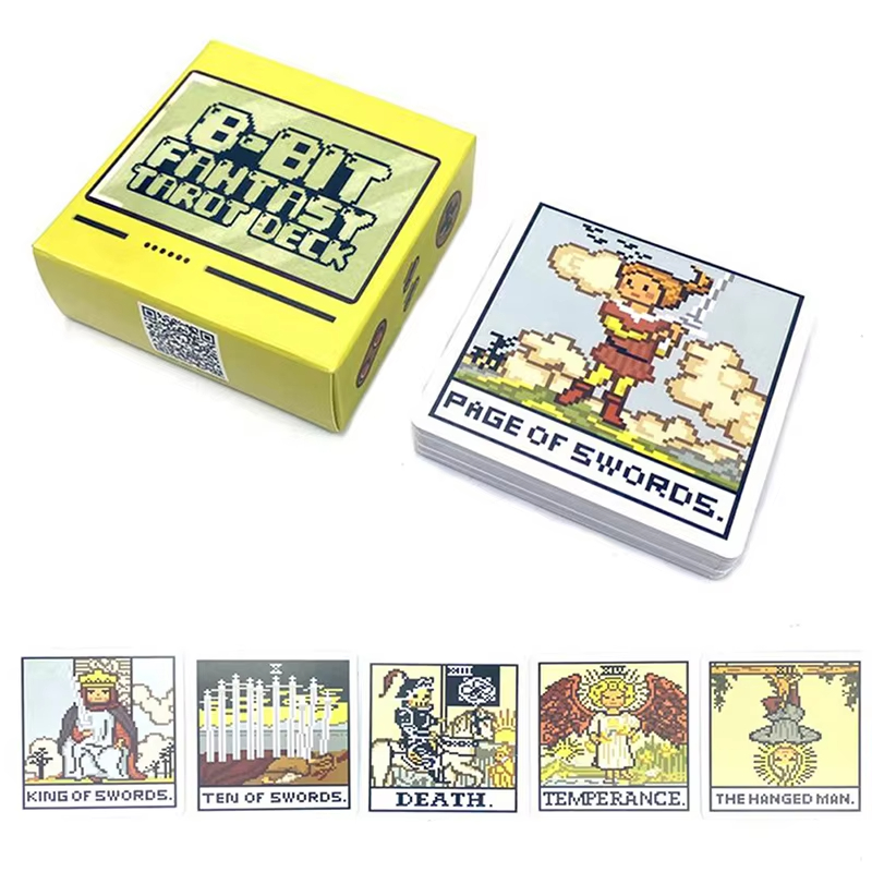 Tarot Cards Deck With Guidebook - Kartu Tarot Fantasi 8 Bit, Ramalan,